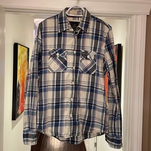 Superdry Mens Plaid Casual Dress Shirt Size L
